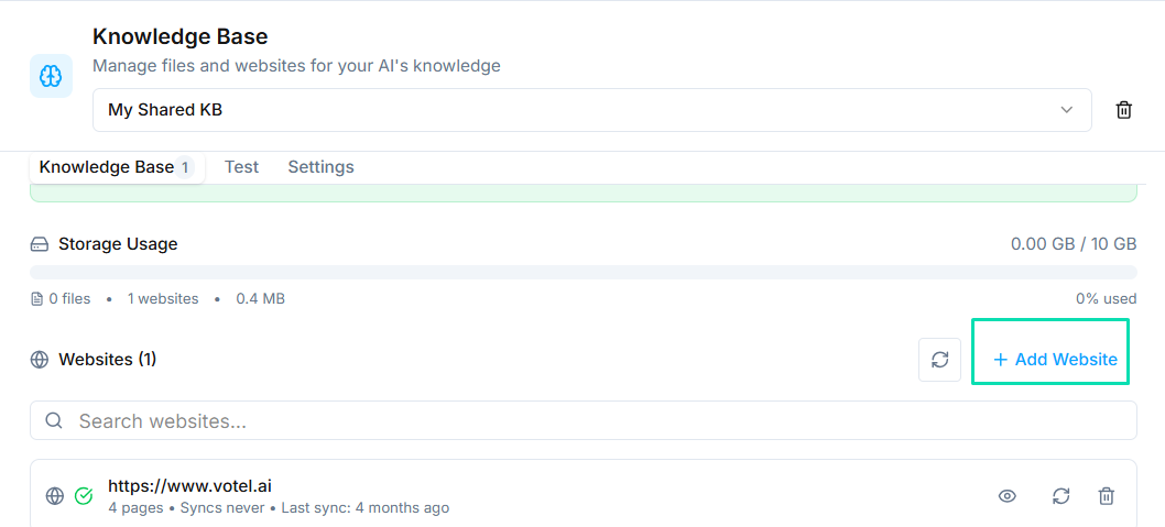 Knowledge Base (RAG) | Documentation