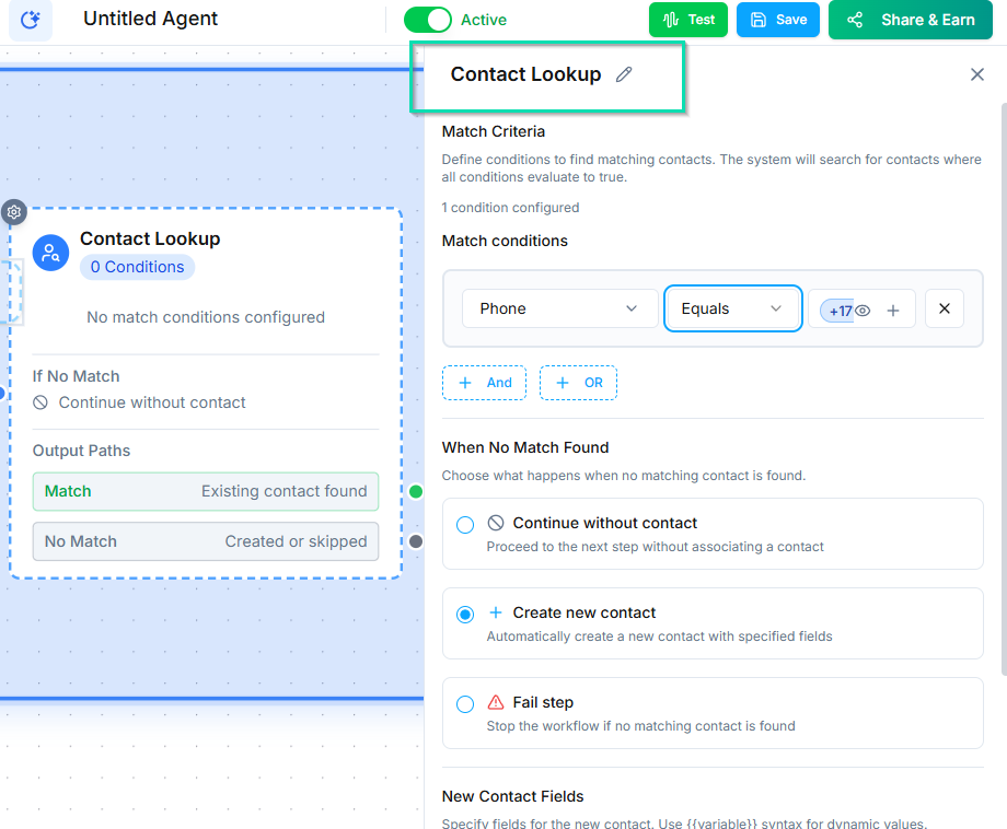 Contact Lookup Node | Documentation