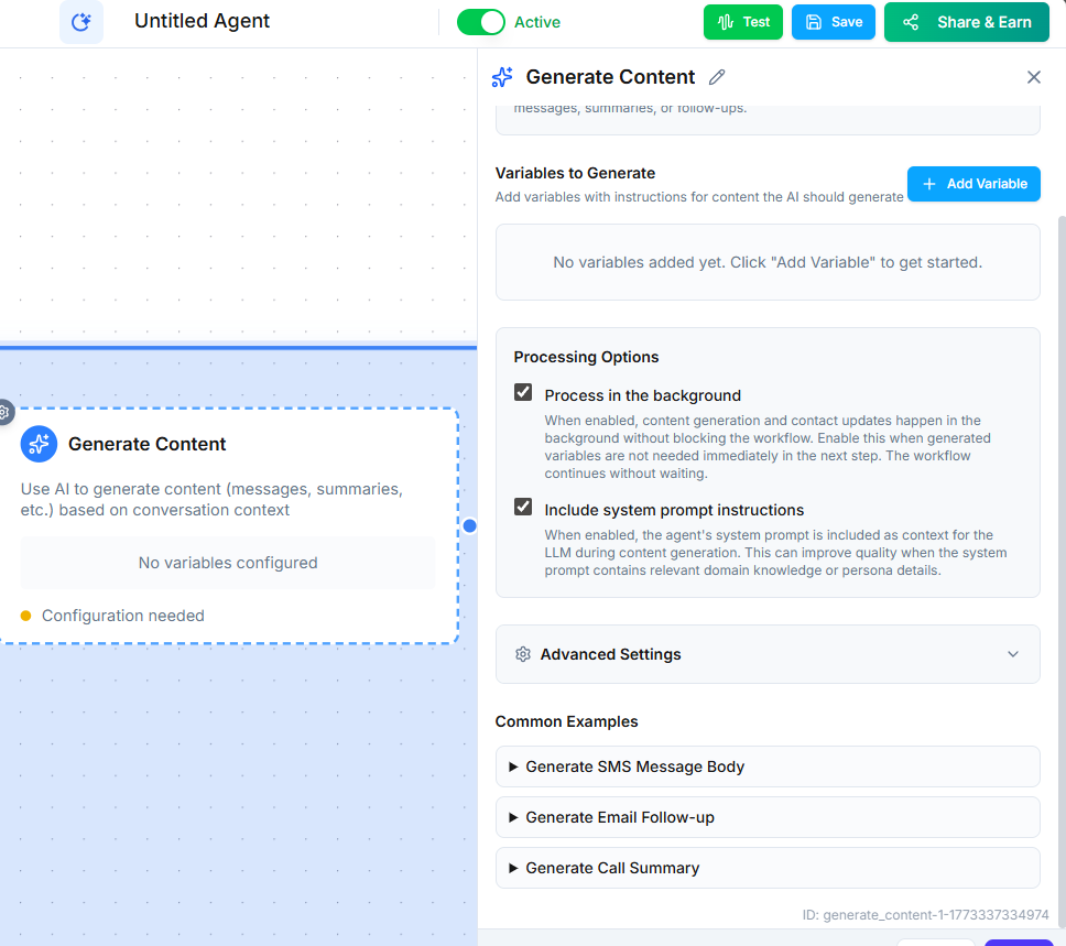Generate Content Node | Documentation