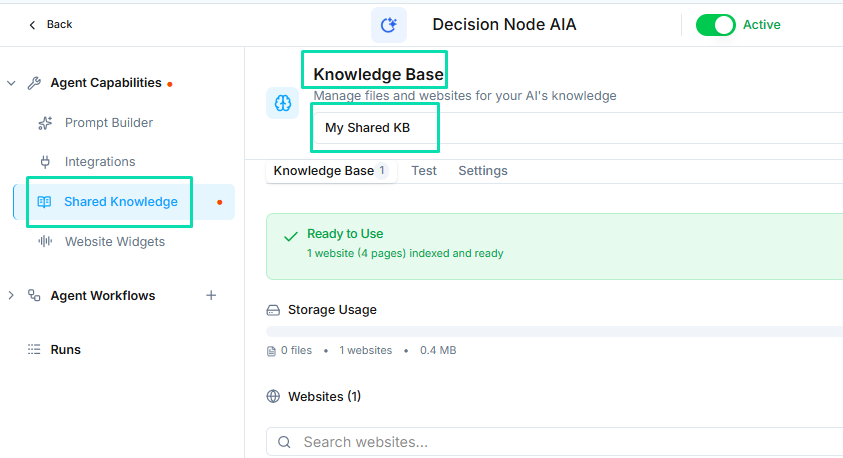 Knowledge Base (RAG) | Documentation