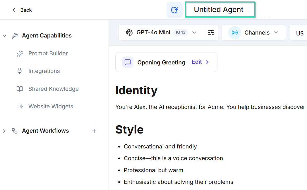 Creating an Agent | Documentation