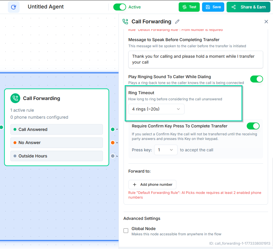 Call Forwarding Node | Documentation