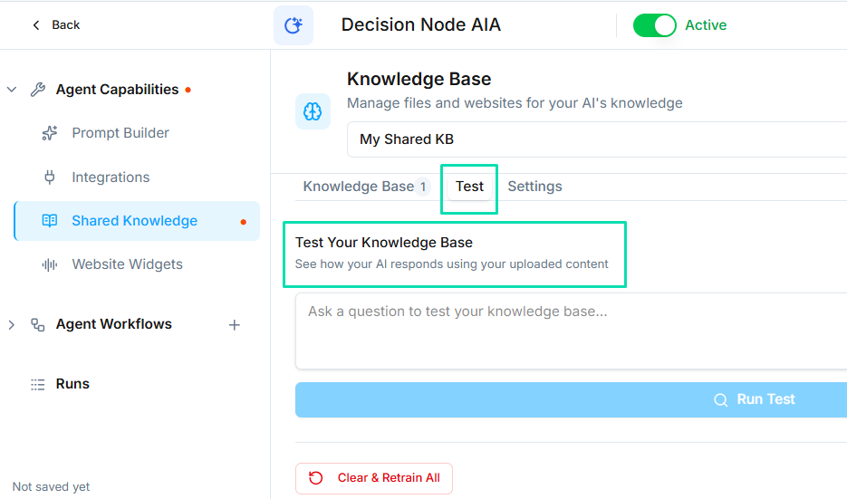 Knowledge Base (RAG) | Documentation
